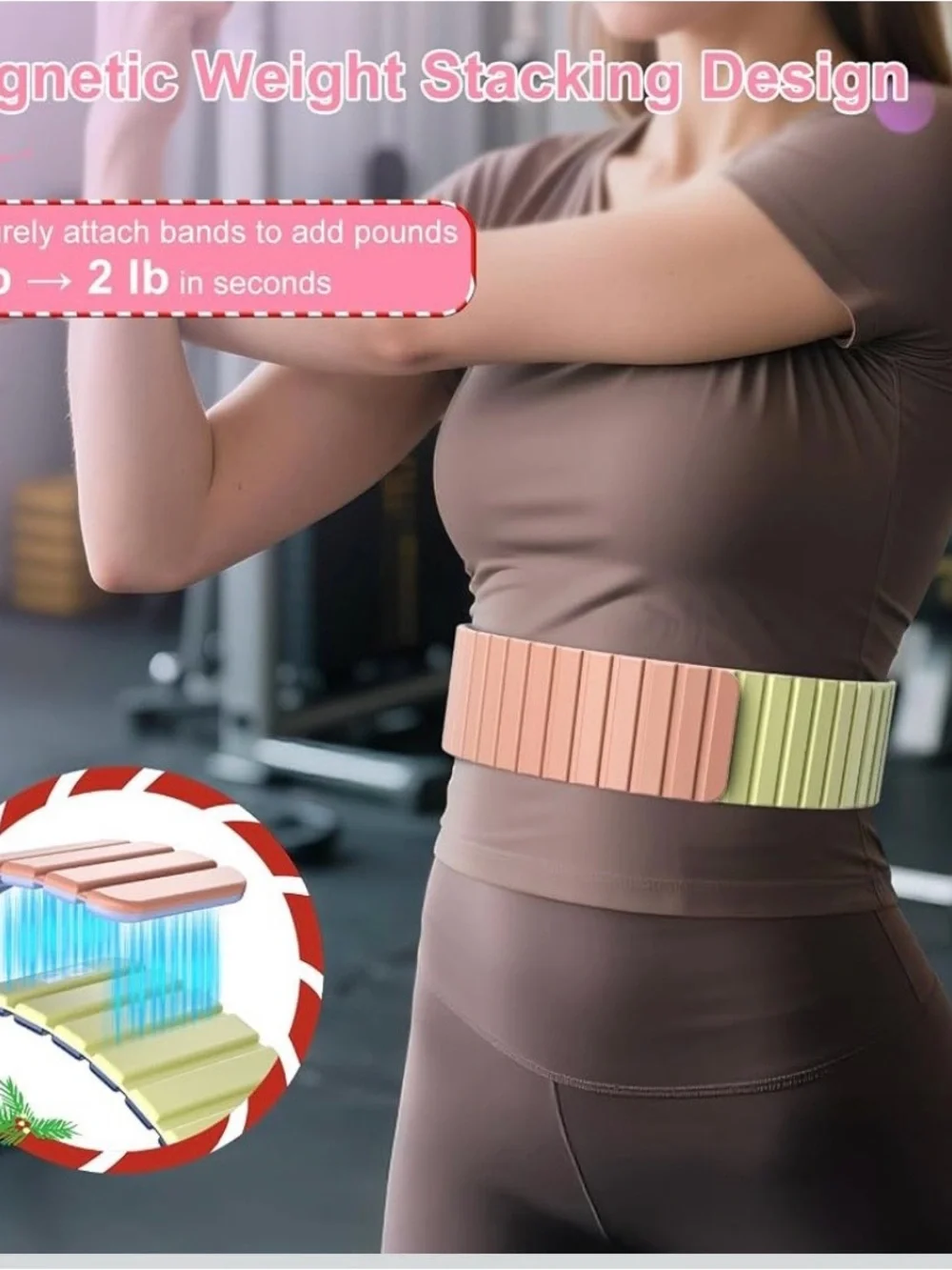 2 Pcs. Magnetic  Pink Fitness Ankle/Wrist Weight 1.1 lbs Waterproof (New)